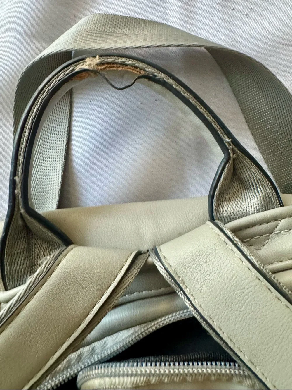 Light Gray Leather Backpack - Women's Convertible Bag